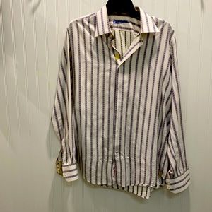 Robert Graham mens shirt, beautiful purples, Blues and yellows